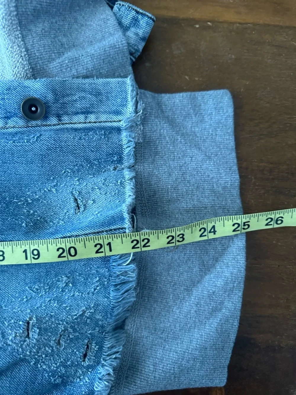 Free People Blue Terry Sweatshirt-Lined Denim Jean Jacket - Women’s size L - Picture 7 of 7